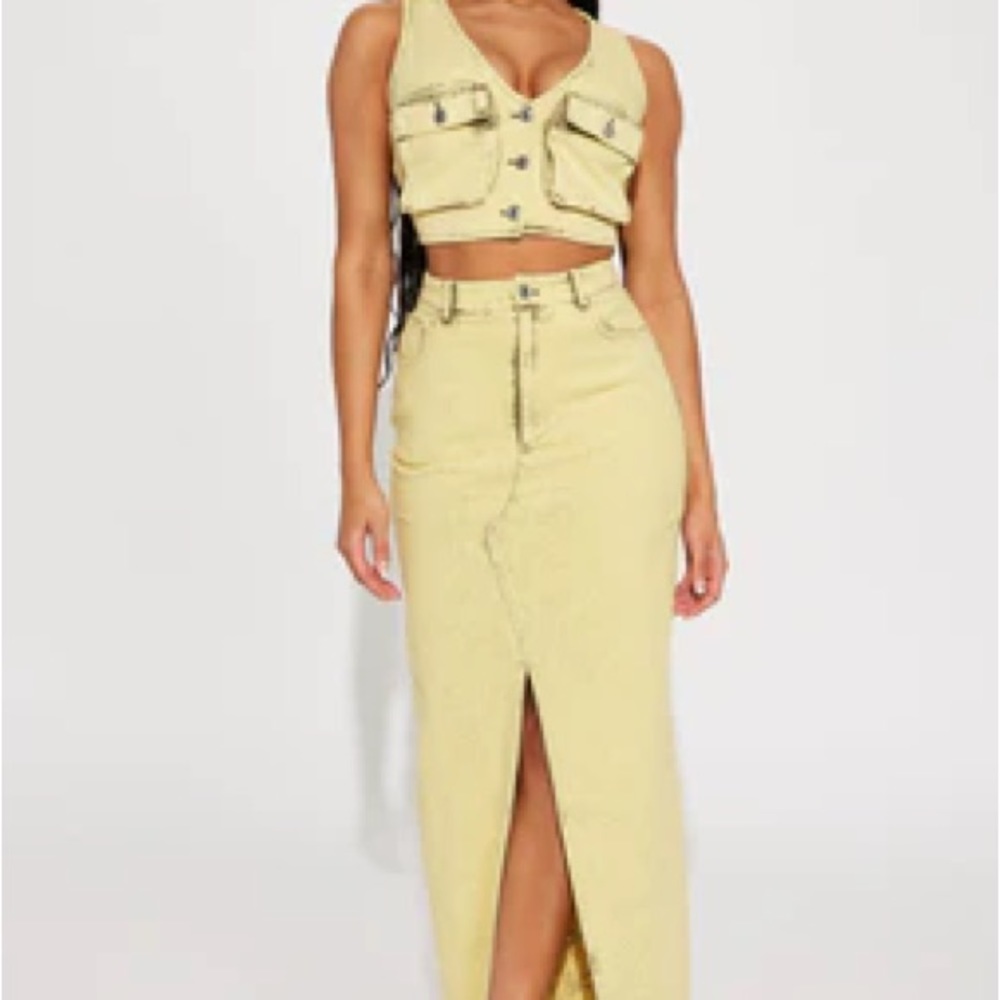 Leaving You Skirt Set - Yellow